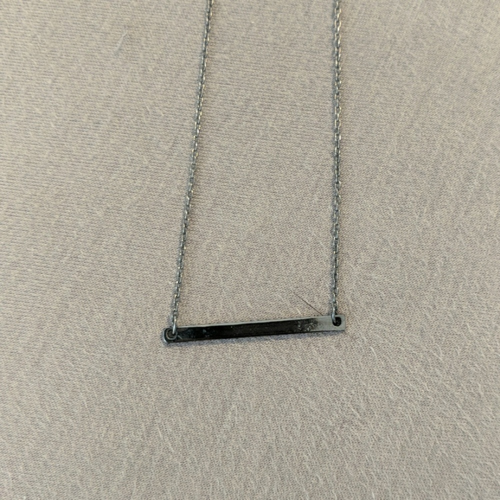 Dark Silver Bar Necklace